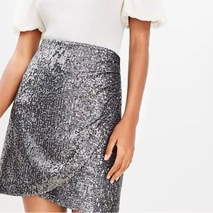The Loft Sequin Wrap Shift Skirt
